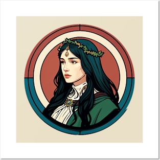 Icon of a Druid Woman's Side Profile Posters and Art